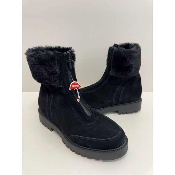 Blondo Hostel Women's Snow Boots Black Leather Suede Block Heel Waterproof NEW - Picture 7 of 11